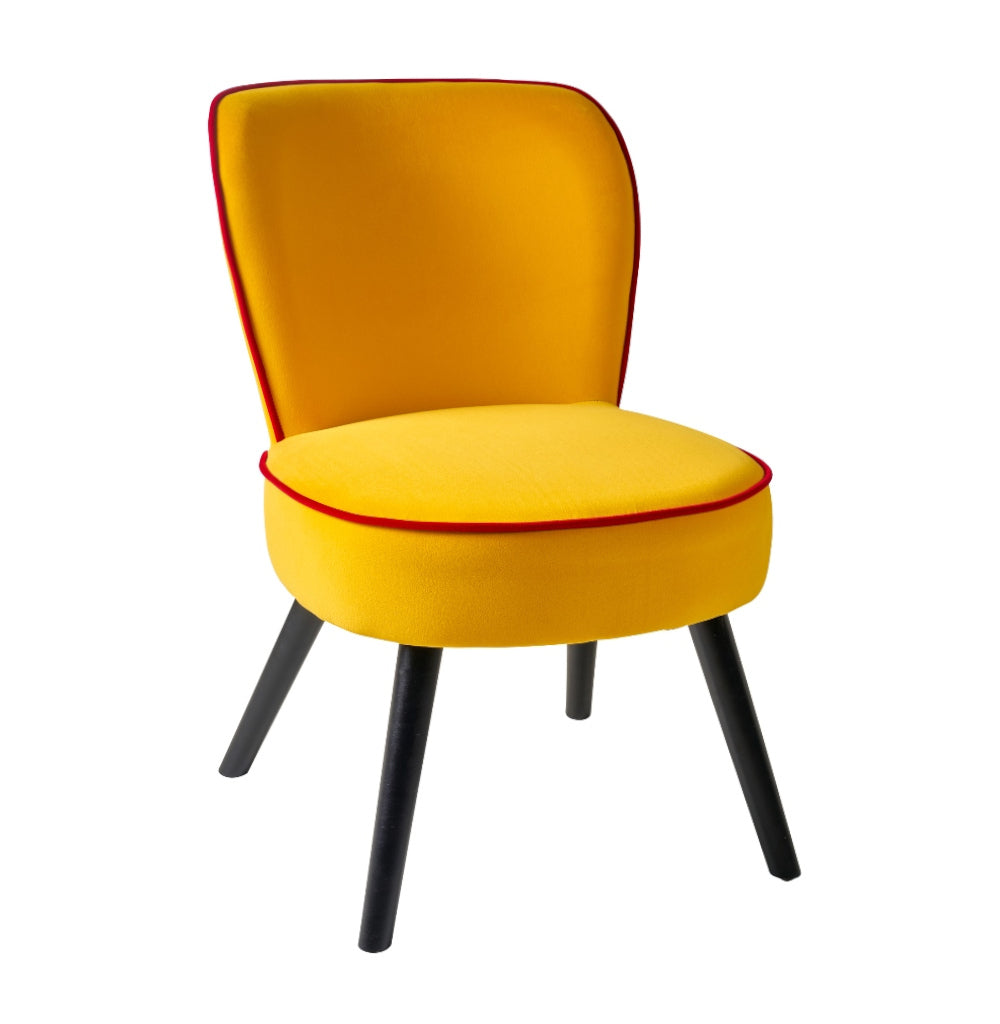 Poltroncina gialla bordo rosso