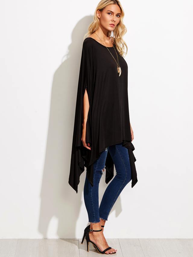 Poncho etnico nero leggero