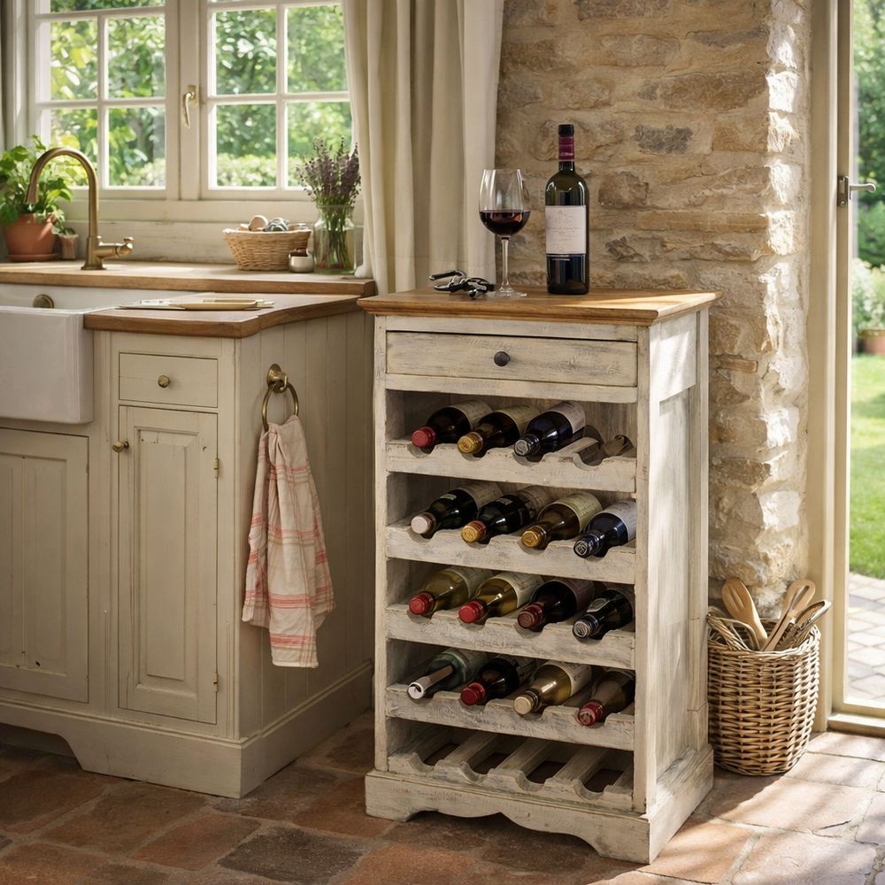 Portabottiglie country legno di mango decapato