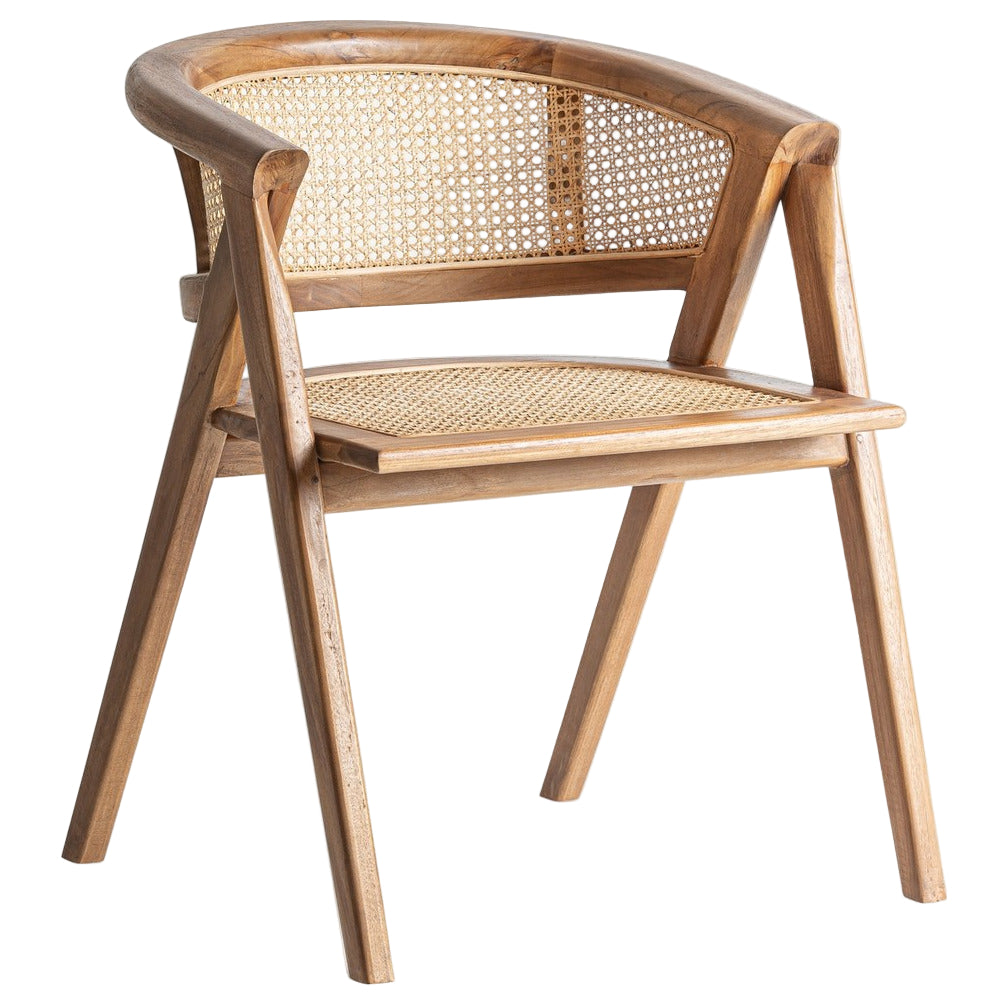 Sedia boho chic in teak chiaro e radice di teak