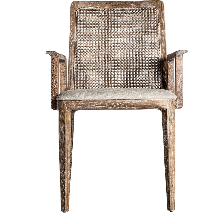 Sedia art decò in lino e legno di frassino bianco anticato