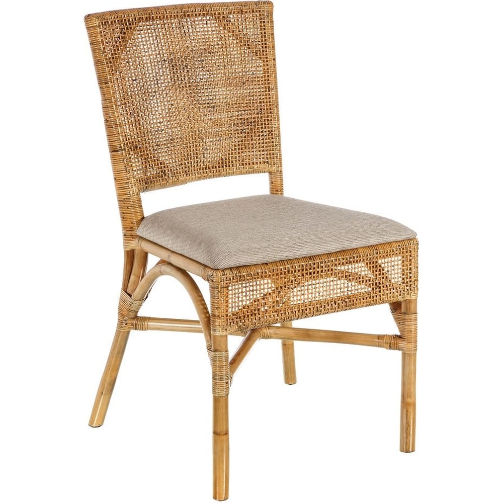Sedia boho chic in rattan naturale intrecciato miele
