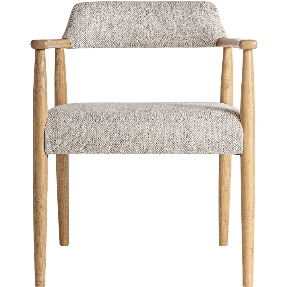 Sedia vintage chic in frassino marrone chiaro e poliestere beige