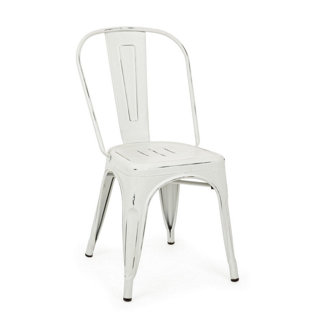 Sedia ferro bianca anticata