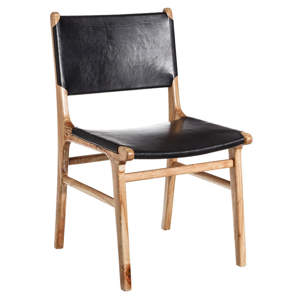 Sedia etnica in pelle nera