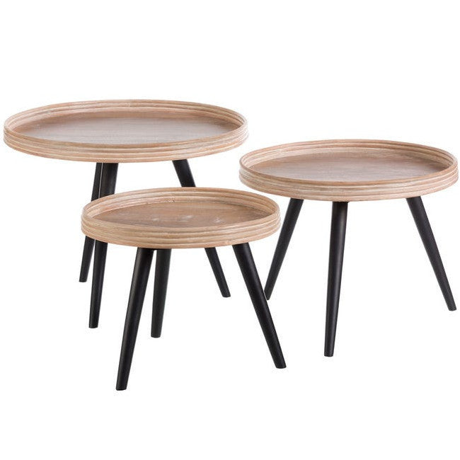 Set 3 tavolini etnici in legno