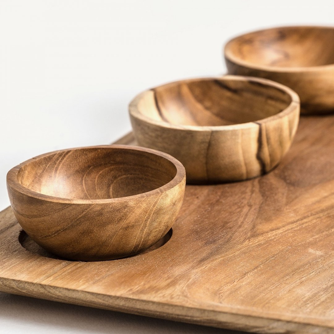 Set 4pz aperitivo legno naturale