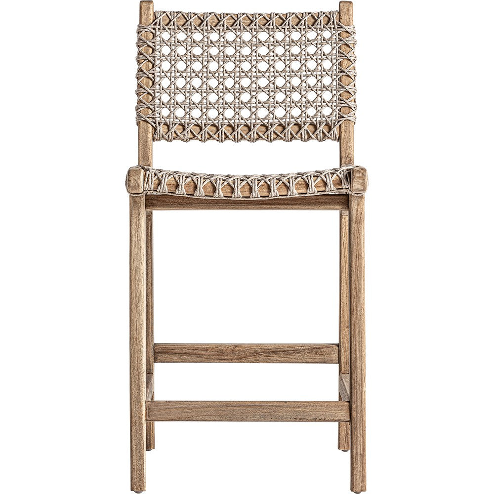 Sgabello teak e corda design elegante