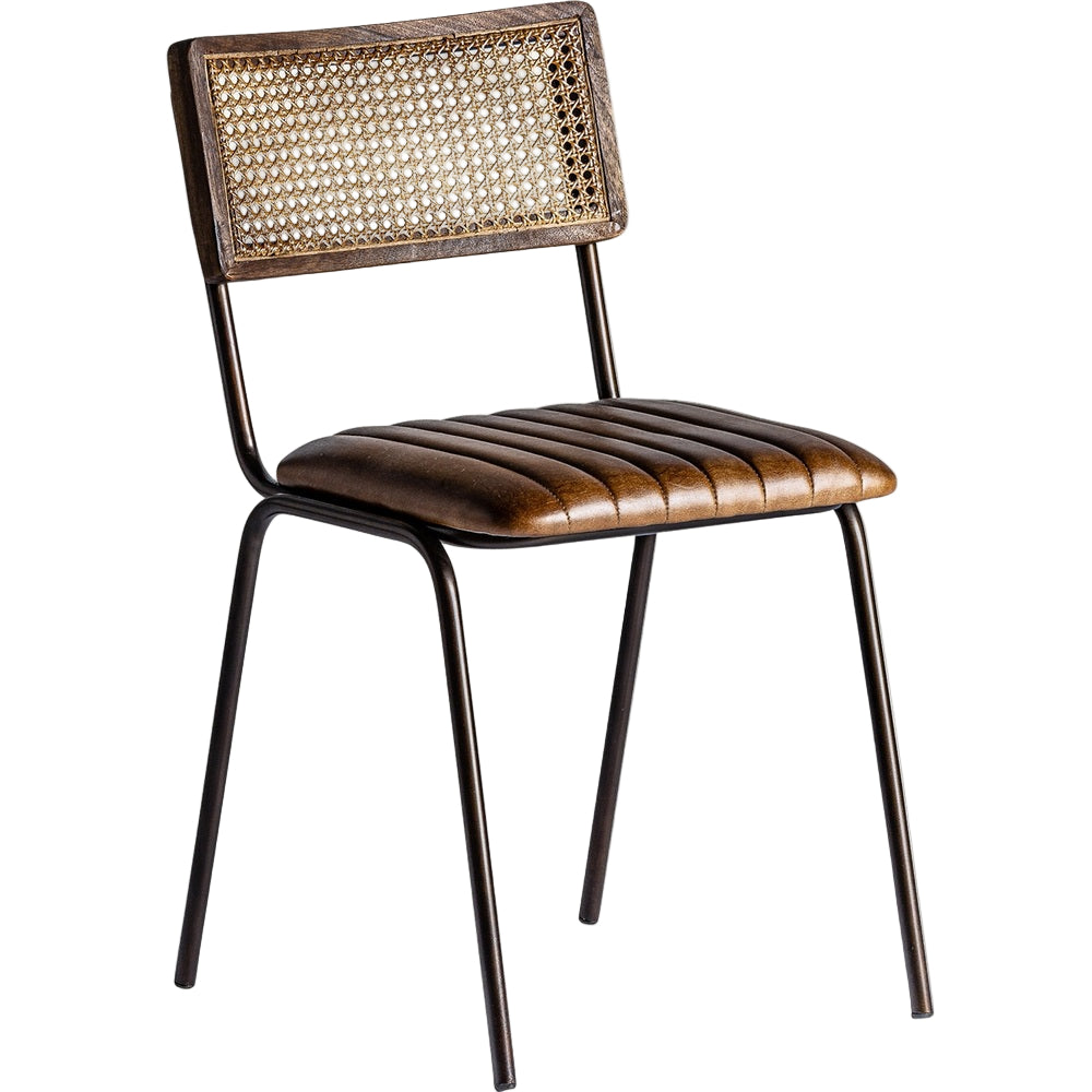 Sedia industrial chic in cuoio per sala da pranzo o studio