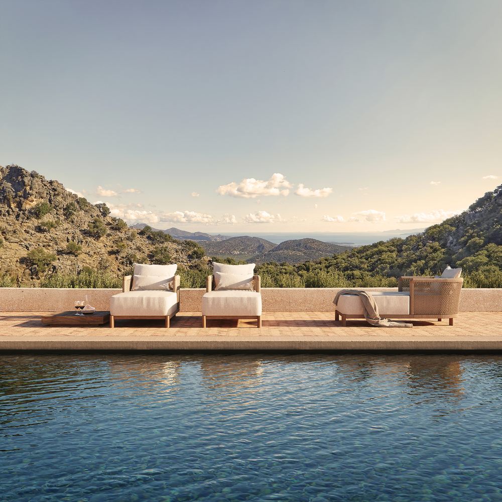 Lettino outdoor teak riciclato corda design lusso Riva