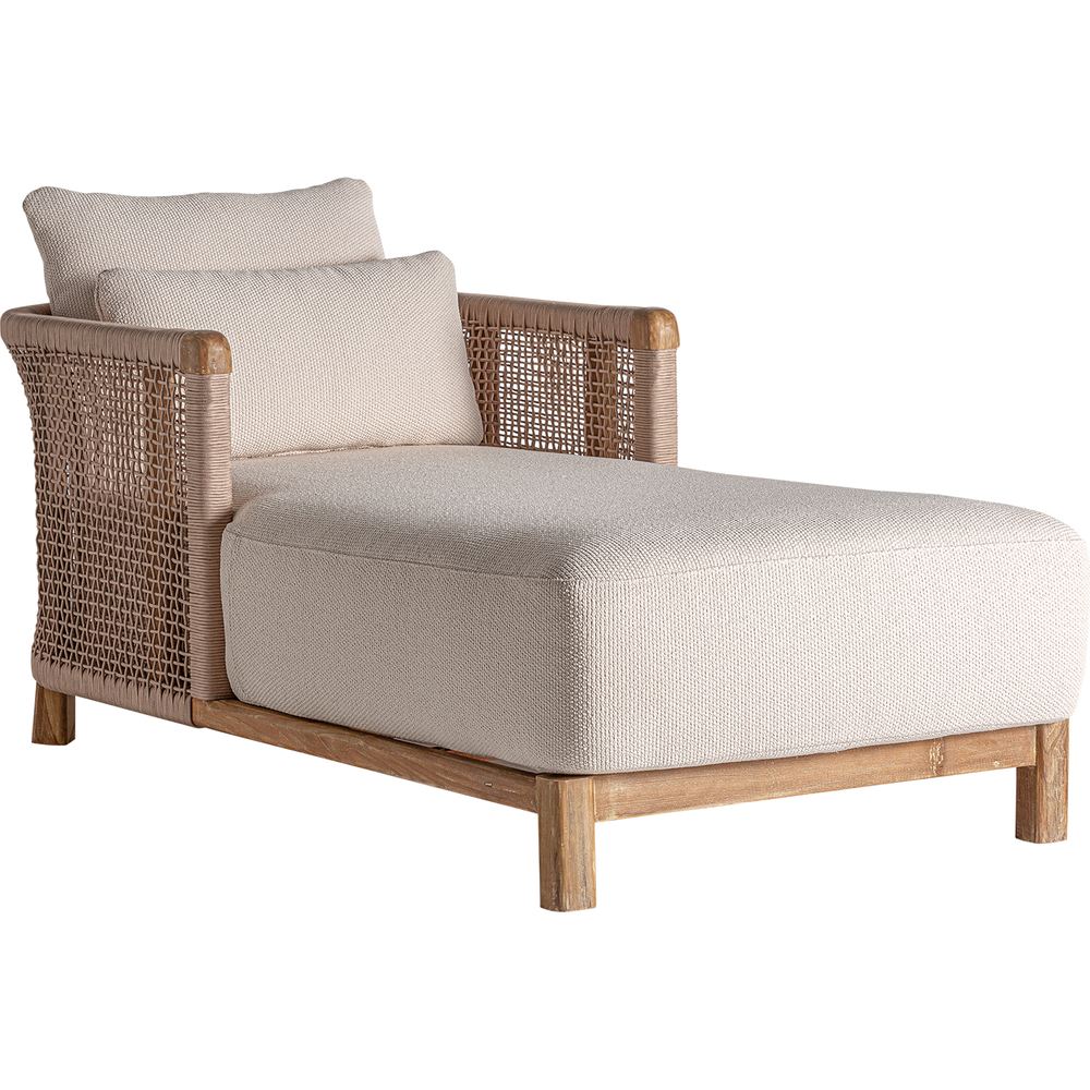 Lettino outdoor di lusso in teak riciclato e corda Riva