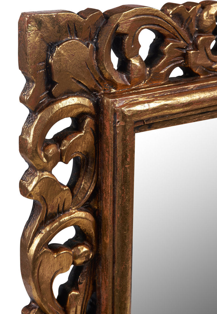 Specchio legno intarsiato dorato