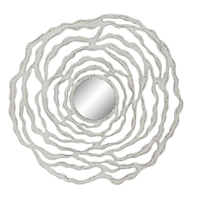 Specchio fiore legno shabby