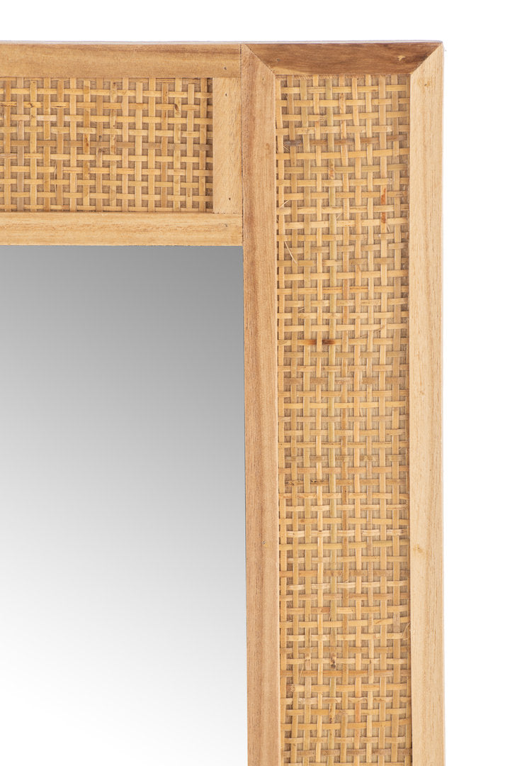 Specchio rettangolare cornice rattan