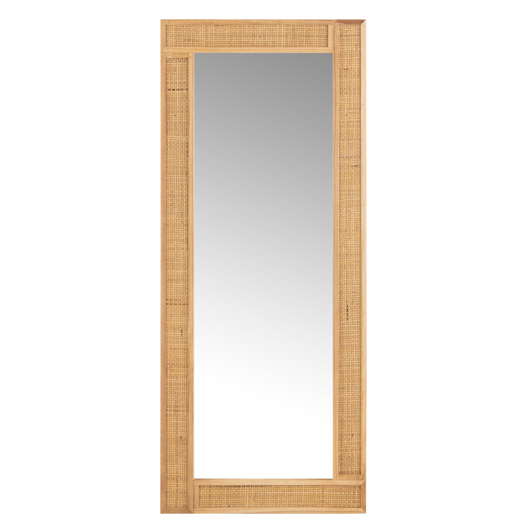 Specchio rettangolare cornice rattan