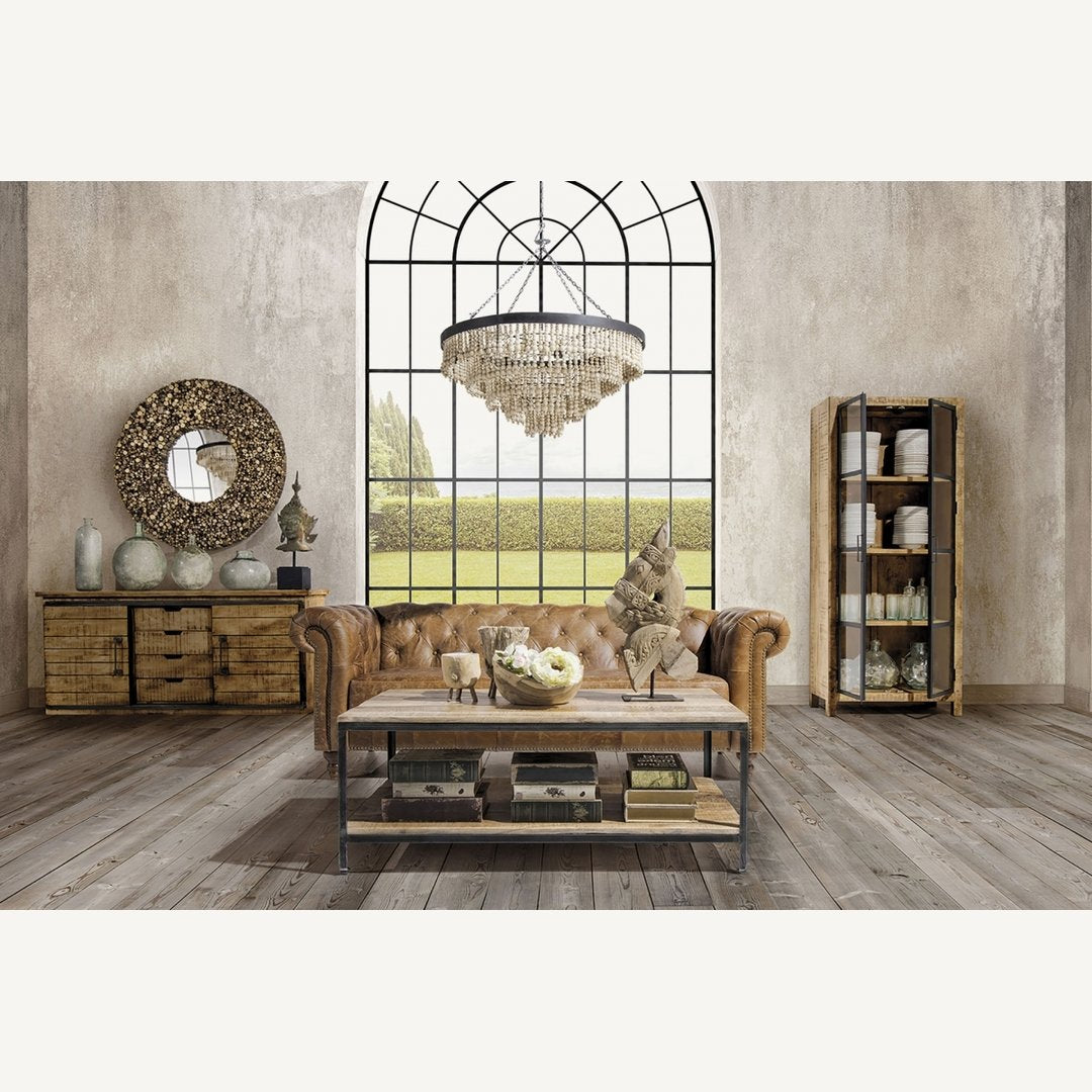 Specchio rotondo etnico in teak