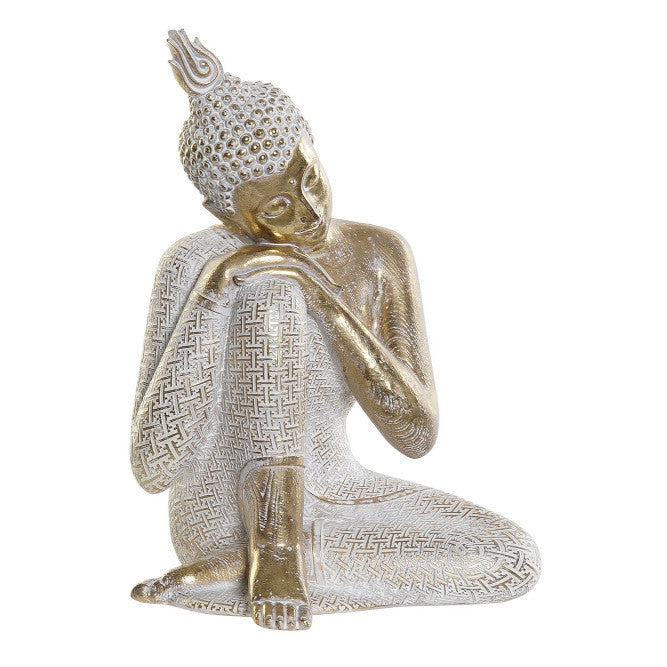 Statua Buddah seduto bianco oro H26