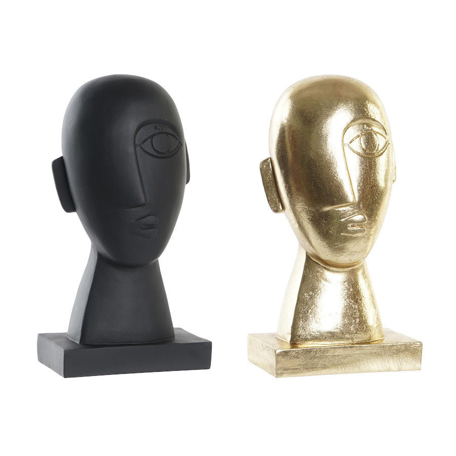 Statua viso oro nero Set 2pz