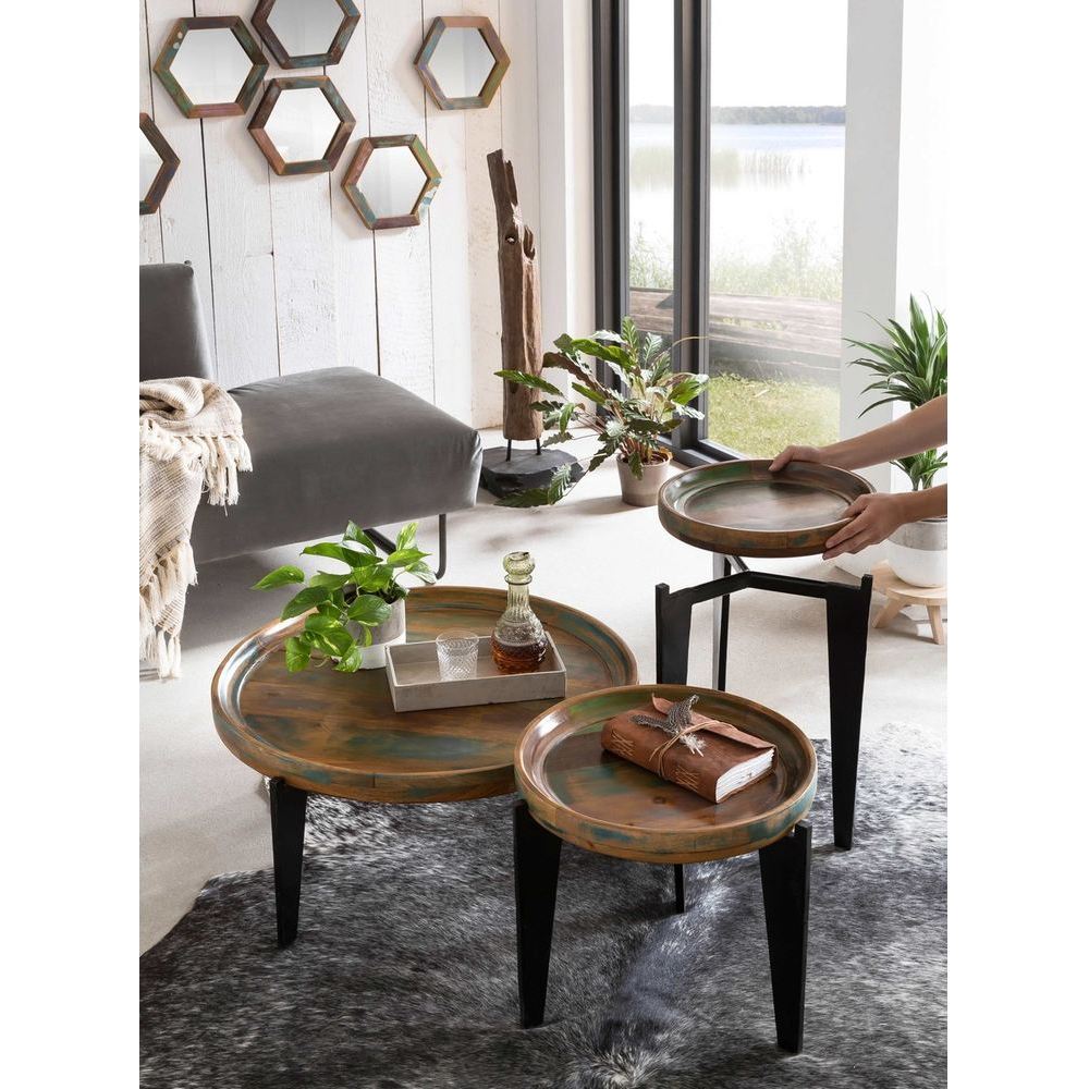 Tavolino rotondo industrial color river