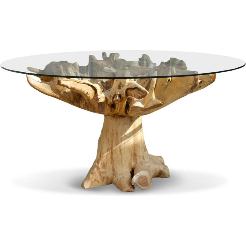 Tavolo Radice di Teak con Vetro Design di Lusso