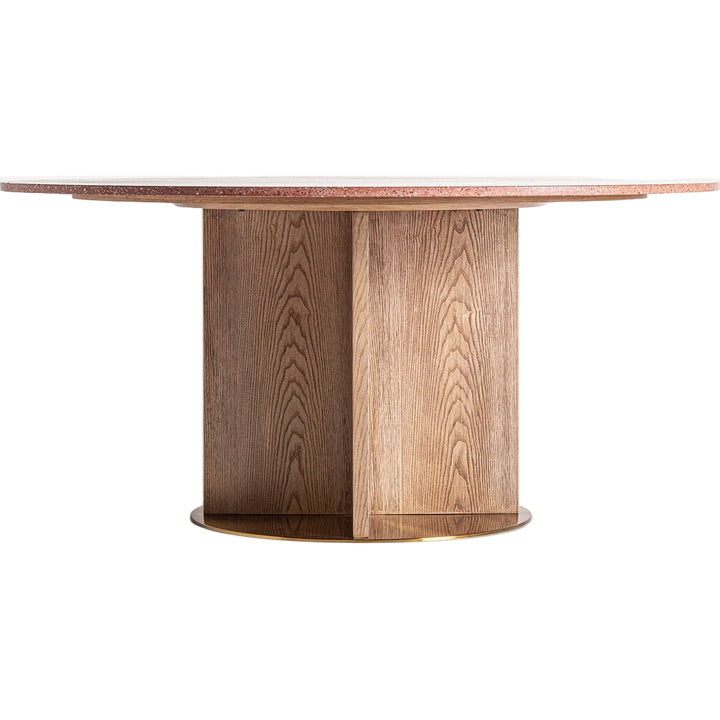 Tavolo rotondo art déco terrazzo rosso oro