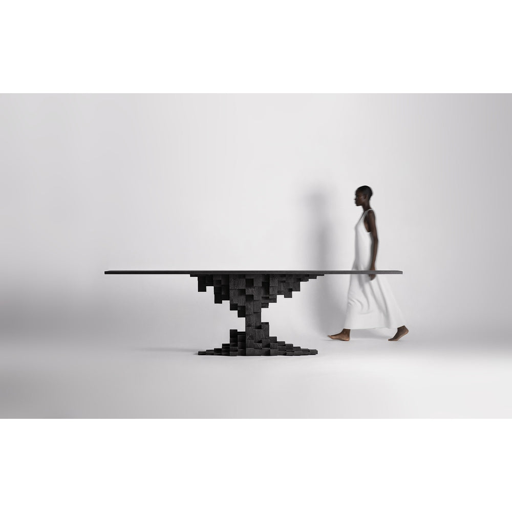 Tavolo design scultoreo elegante legno nero Eclipse