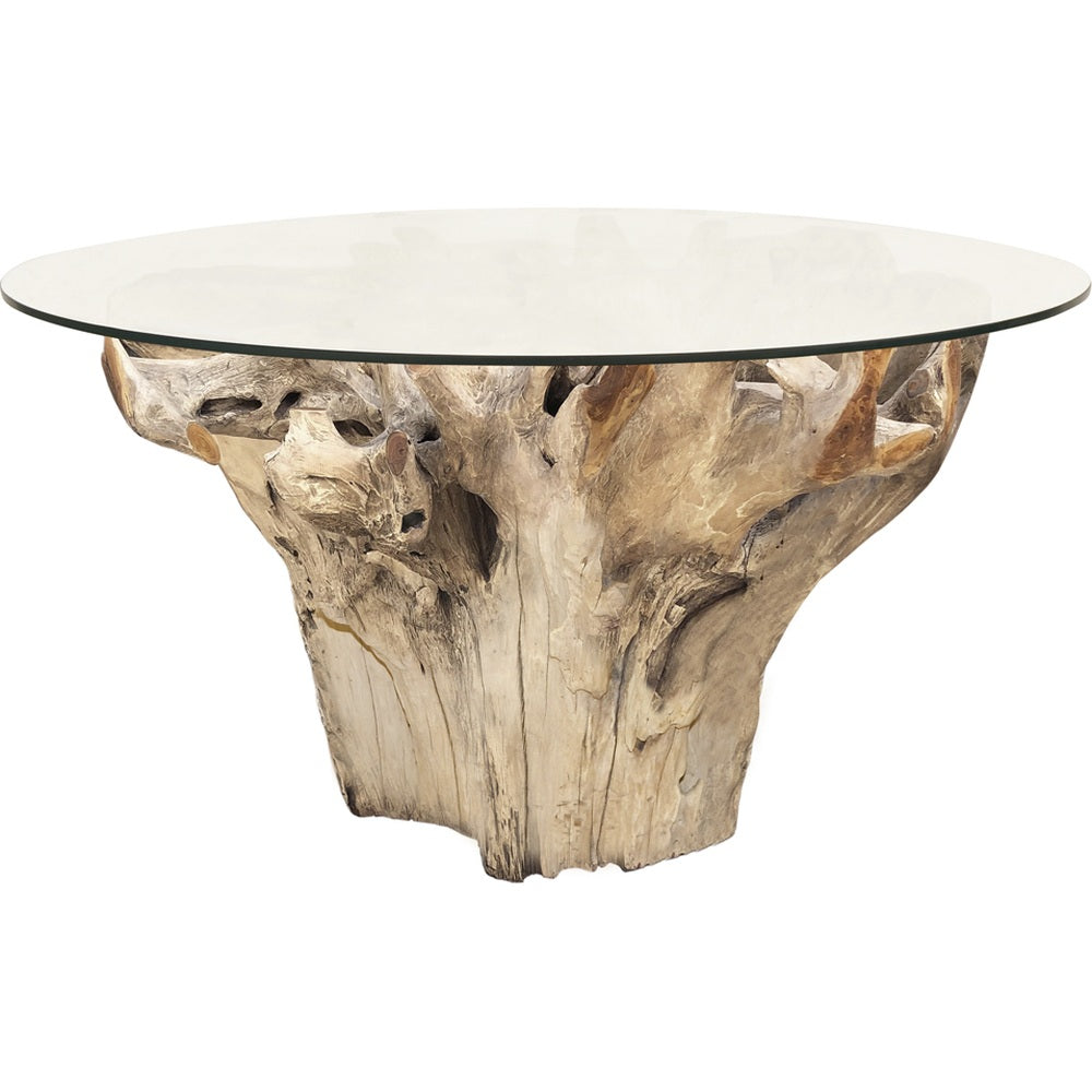 Tavolo da Pranzo Scultoreo in Radice di Teak Sbiancata