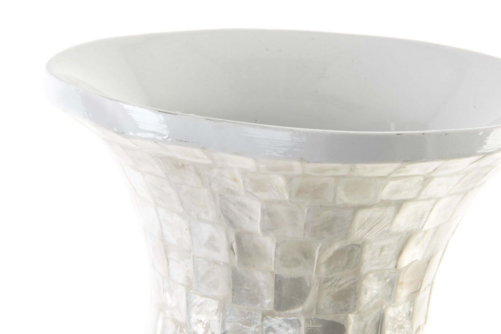 Vaso bianco mosaico madreperla