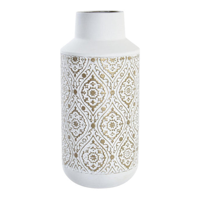 Vaso orientale mandala bianco e oro