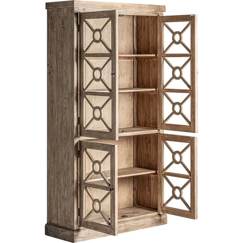 Vetrina coloniale in legno di olmo