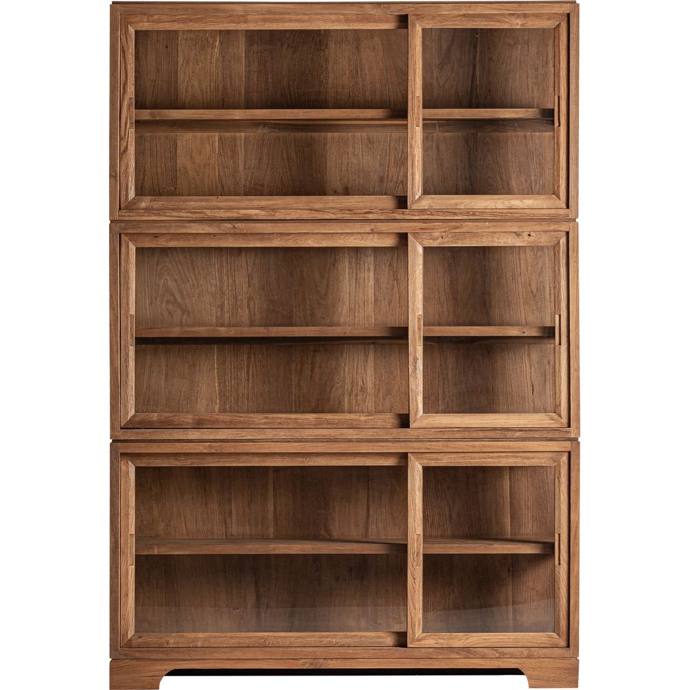 Vetrina Coloniale Elegante in Teak con Ante in Vetro