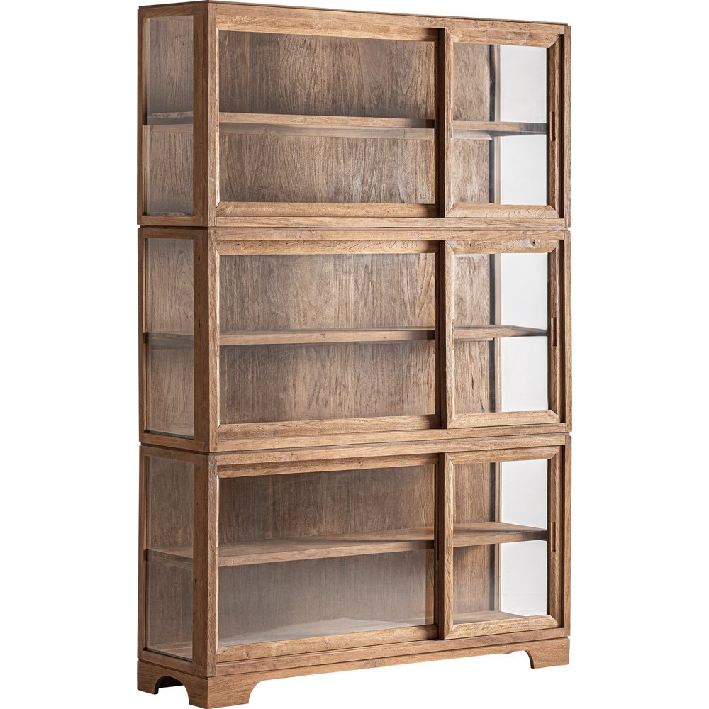Vetrina Coloniale Elegante in Teak con Ante in Vetro
