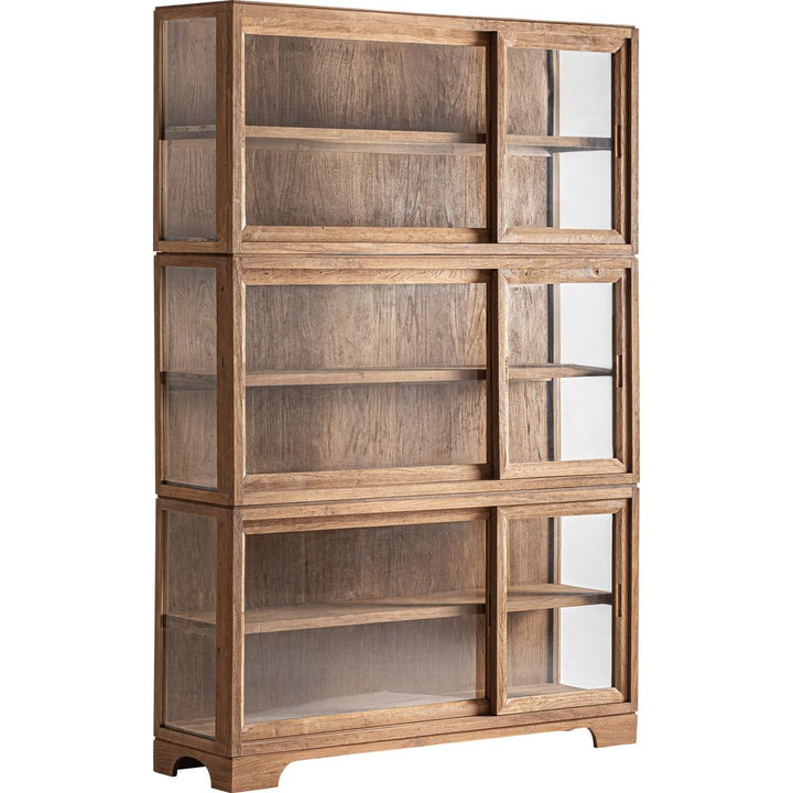 Vetrina Coloniale Elegante in Teak con Ante in Vetro