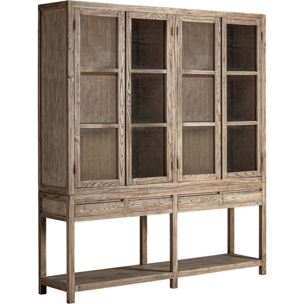 Vetrina country chic 4 ante in olmo massello